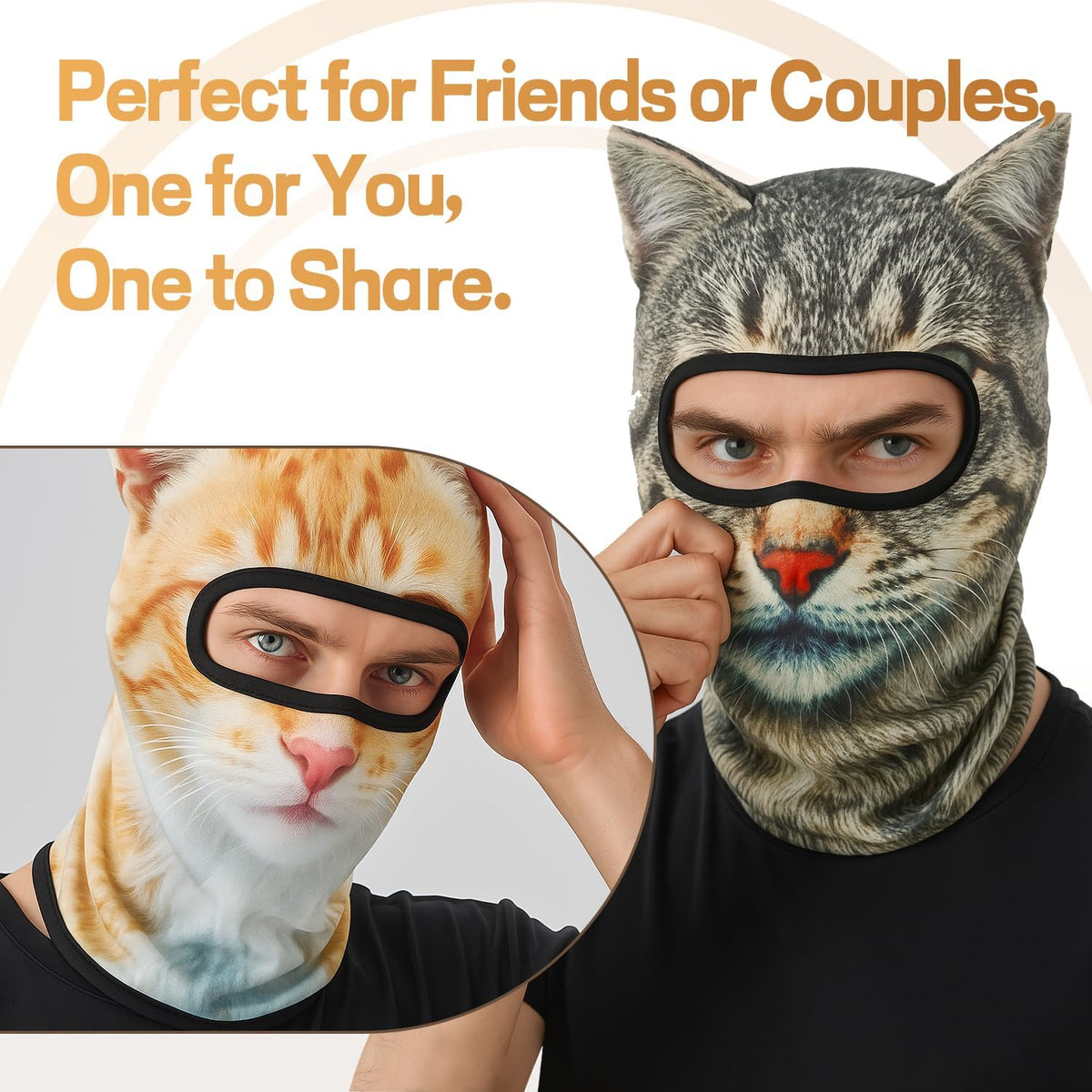 3D Cat Ski Mask with Ears Funny Animal Balaclava