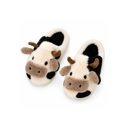 Cute Plush Cow Slippers