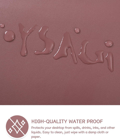 Large Non-Slip Leather Desk Pad, Waterproof Laptop and Keyboard Mat, Table Protector and Mouse Pad for Office, Home, and Decor (Dark Pink, 35.4" x 17")