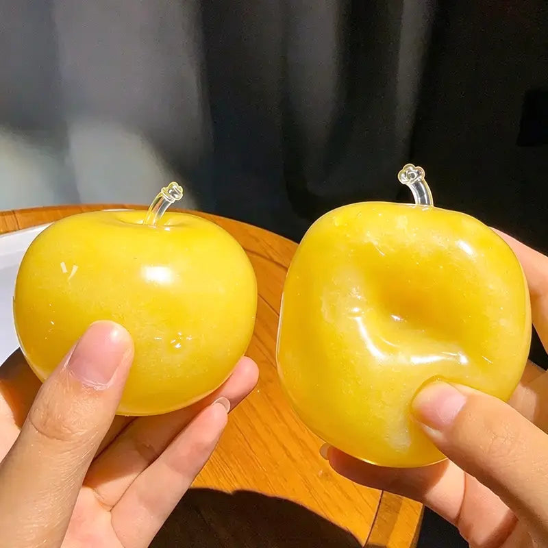 Yellow Apple Slushy Squishy Toy - ASMR Experience for Kids, Soft and Safe Playtime Accessory