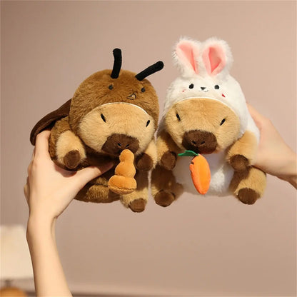 Transforming Capybara Plush Toy with Pull String Mechanism, Soft and Fluffy Stuffed Doll for Halloween and Christmas Decor, Ideal Kids Birthday Gift, Unisex Cuddly Companion