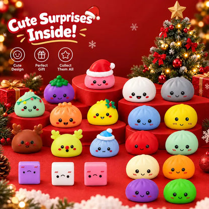 2026 Christmas Mini Squishies Advent Calendar: 24-Day Holiday Countdown Fidget Set with Cute Dumpling Squeeze Figures for Indoor Recreation, Stocking Stuffers, and Party Favors for All Ages