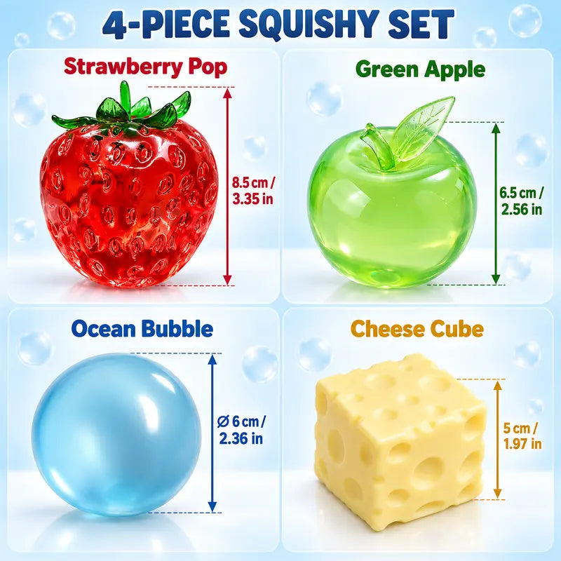 Coconut Oil Infused Squishy Fidget Set - 4PCS Non-Rebound Moldable Toys for Kids, Ideal for Sensory Relief, Party Favors, Birthday Gifts, and Classroom Prizes