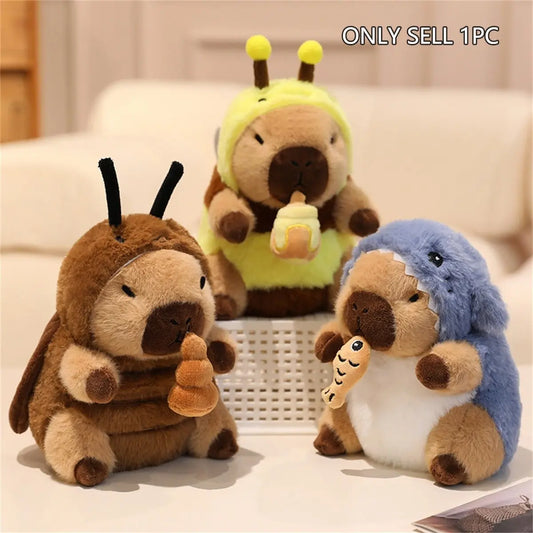 Transforming Capybara Plush Toy with Pull String Mechanism, Soft and Fluffy Stuffed Doll for Halloween and Christmas Decor, Ideal Kids Birthday Gift, Unisex Cuddly Companion