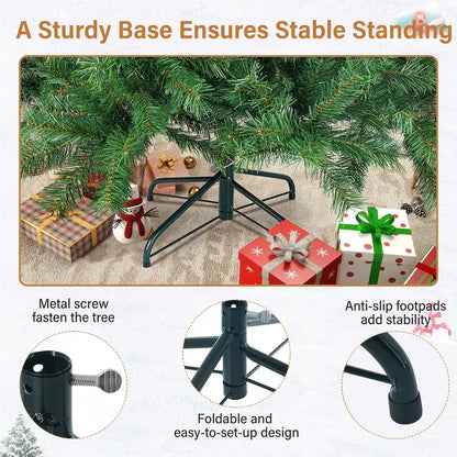6Ft (1.8M) Full PVC Christmas Tree with 900 Tips and Warm Light Set – Ideal for Holiday Decorating