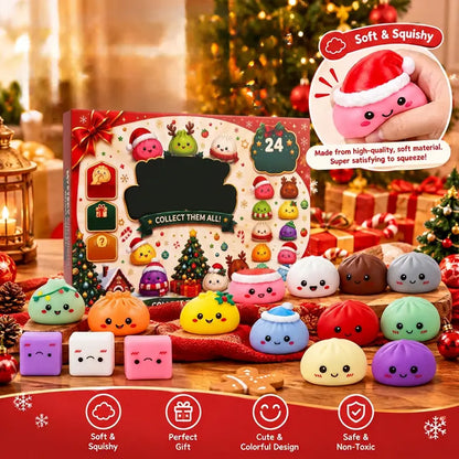 2026 Christmas Mini Squishies Advent Calendar: 24-Day Holiday Countdown Fidget Set with Cute Dumpling Squeeze Figures for Indoor Recreation, Stocking Stuffers, and Party Favors for All Ages