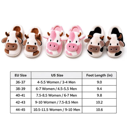 Cute Plush Cow Slippers