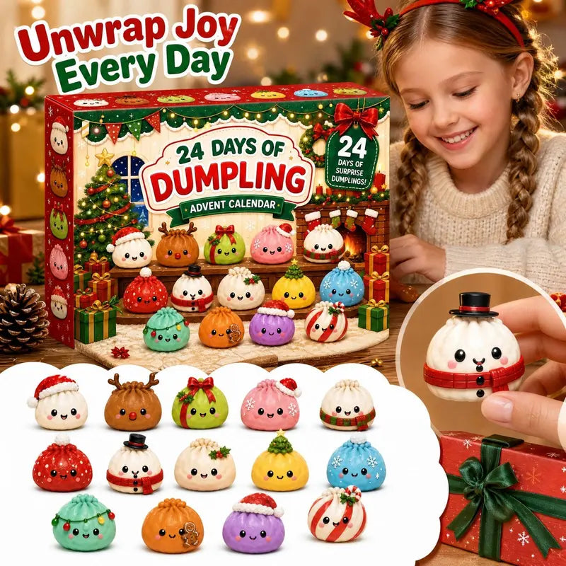 2026 Christmas Mini Squishies Advent Calendar: 24-Day Holiday Countdown Fidget Set with Cute Dumpling Squeeze Figures for Indoor Recreation, Stocking Stuffers, and Party Favors for All Ages