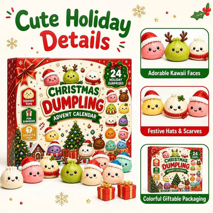 2026 Christmas Mini Squishies Advent Calendar: 24-Day Holiday Countdown Fidget Set with Cute Dumpling Squeeze Figures for Indoor Recreation, Stocking Stuffers, and Party Favors for All Ages