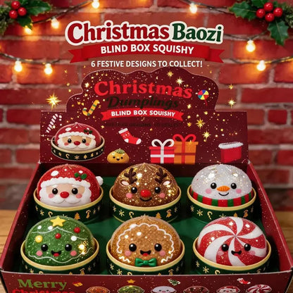 Christmas Dumpling Squishy Blind Box - Set of 6 Kawaii Stretchy Slow-Rising Toys (Santa, Snowman, Reindeer) for Kids, Ideal Holiday Gift, Scrapbooking & Stamping Accessory, Decorative Item