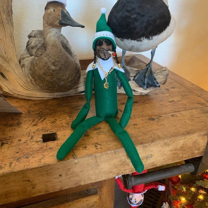 Snoop on a Stoop Christmas Elf Doll - Decorative Holiday Spy Toy for Home and Gift Giving