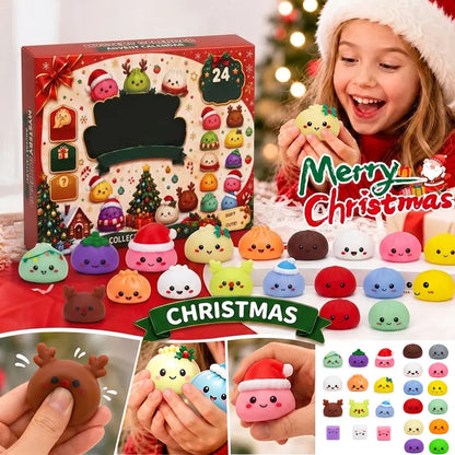 2026 Christmas Mini Squishies Advent Calendar: 24-Day Holiday Countdown Fidget Set with Cute Dumpling Squeeze Figures for Indoor Recreation, Stocking Stuffers, and Party Favors for All Ages