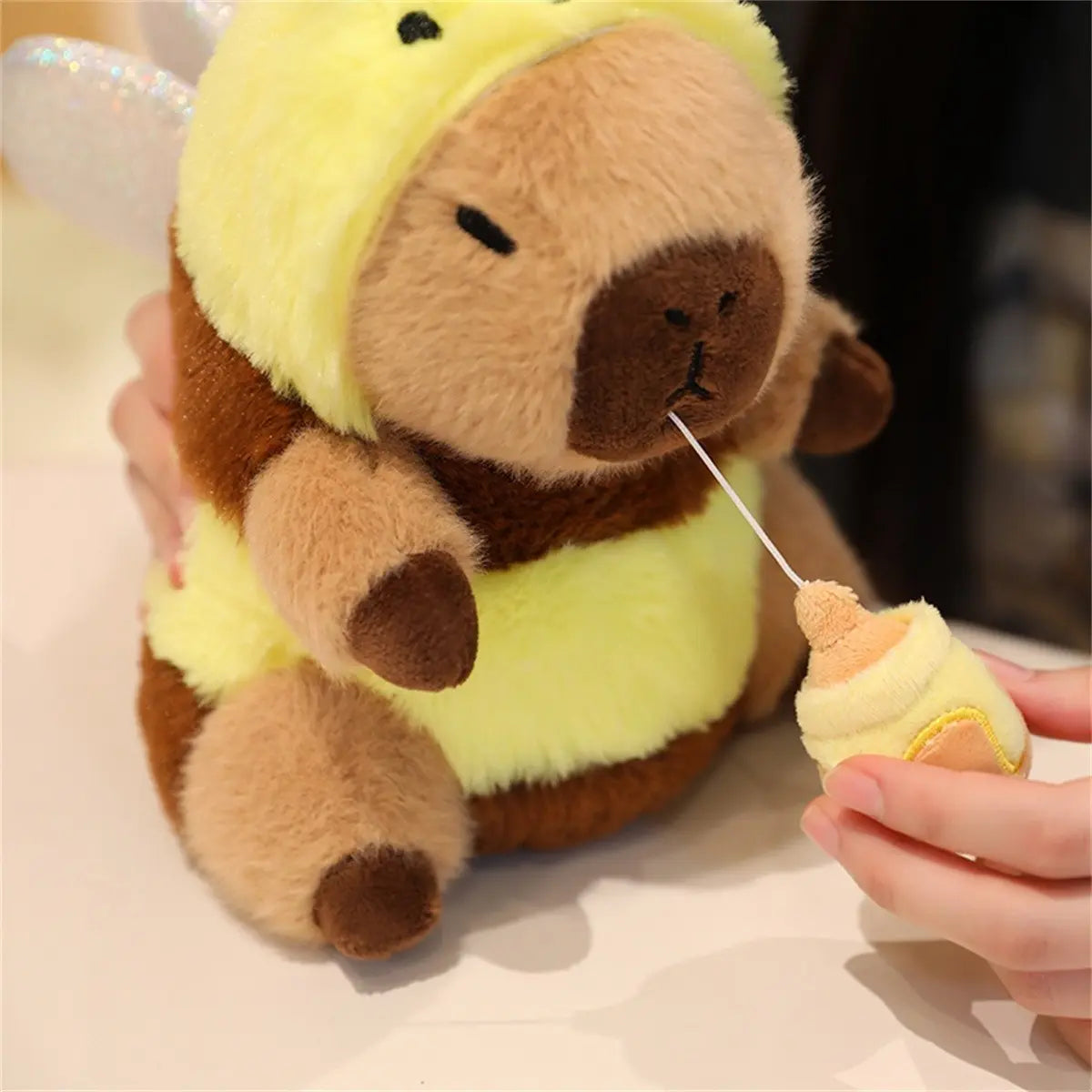 Transforming Capybara Plush Toy with Pull String Mechanism, Soft and Fluffy Stuffed Doll for Halloween and Christmas Decor, Ideal Kids Birthday Gift, Unisex Cuddly Companion