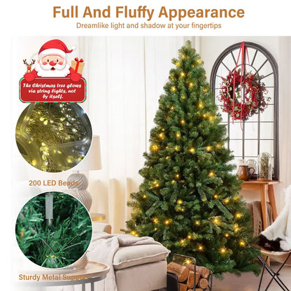6Ft (1.8M) Full PVC Christmas Tree with 900 Tips and Warm Light Set – Ideal for Holiday Decorating