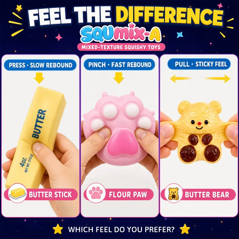 BEIREG 10-Piece Assorted Texture Fidget Squishy Variety Pack - Unisex Stress Relief Toys for Kids with Slow/Fast Rebound, Multiple Styles, and Engaging Guessing Game