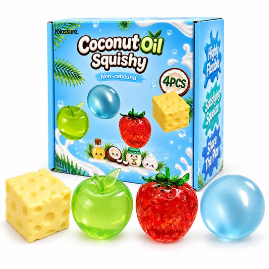 Coconut Oil Infused Squishy Fidget Set - 4PCS Non-Rebound Moldable Toys for Kids, Ideal for Sensory Relief, Party Favors, Birthday Gifts, and Classroom Prizes