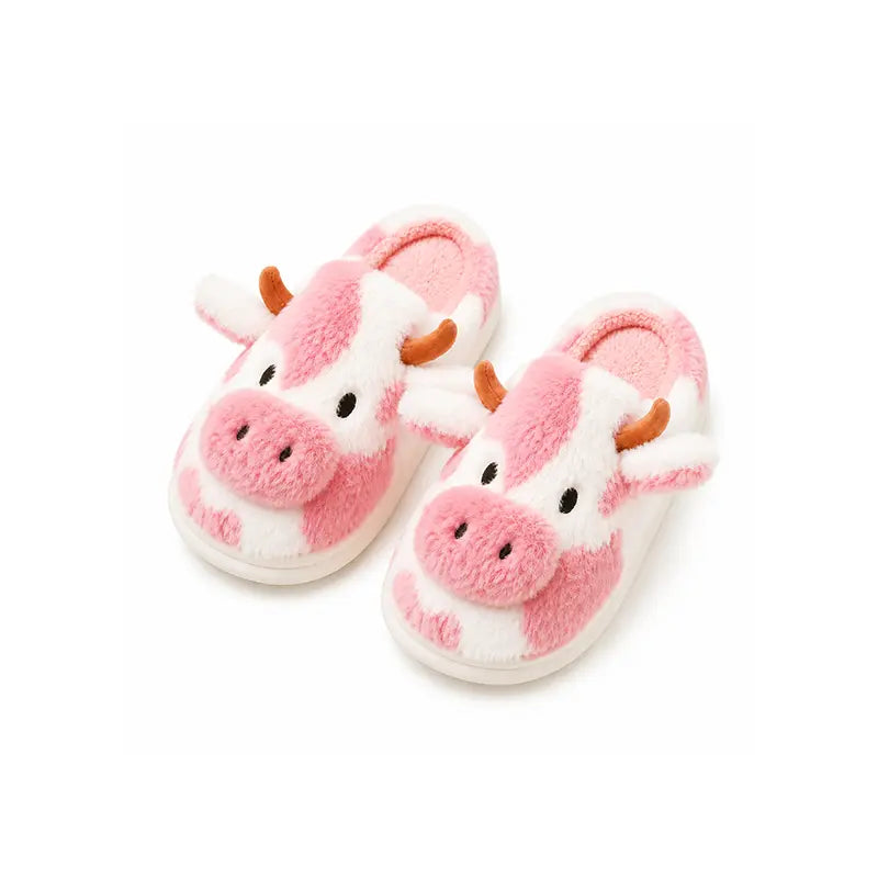 Cute Plush Cow Slippers