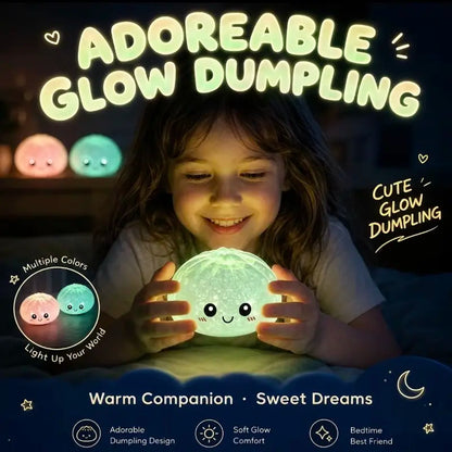 8 cm Unisex Glow-in-the-Dark Dumpling Squishy Toy - BPA-Free Soft Silicone Stress Relief Fidget Ball with Glitter & Fluorescent Powder, Kawaii Collectible for Kids' Calming Techniques