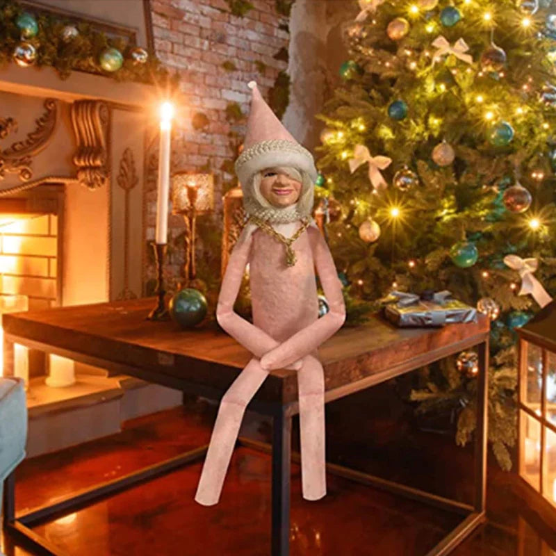 Snoop on a Stoop Christmas Elf Doll - Decorative Holiday Spy Toy for Home and Gift Giving