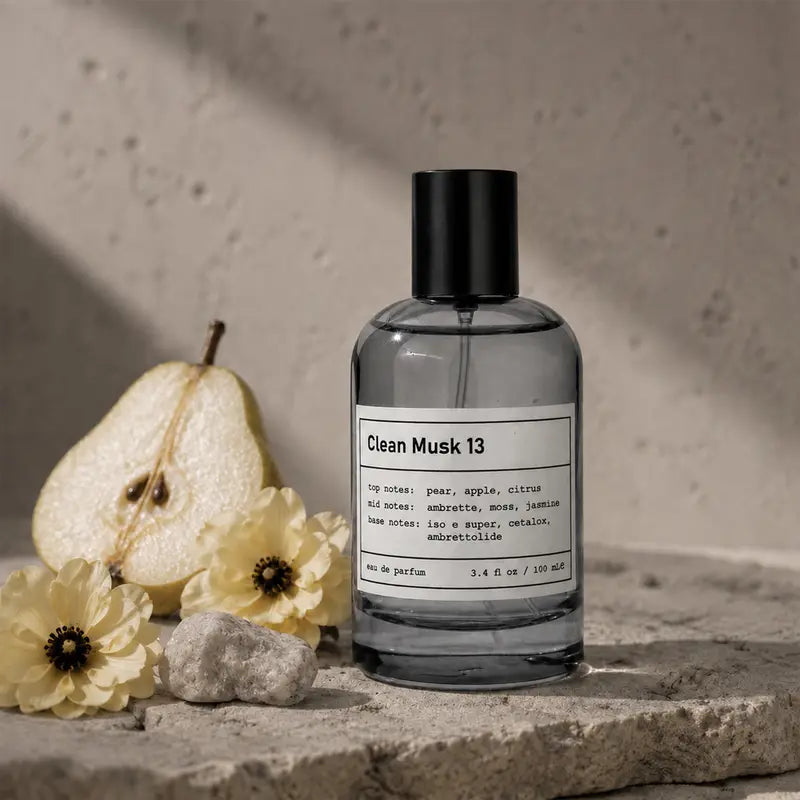 Clean Musk & Santal Eau de Parfum | Lab-Crafted Fragrance | 3.4 oz / 100 ml | Fresh Unisex Fall Scent with Pear, Apple, Citrus, Ambrette, Moss, Jasmine & Cedarwood Notes