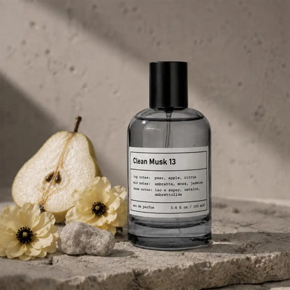Clean Musk & Santal Eau de Parfum | Lab-Crafted Fragrance | 3.4 oz / 100 ml | Fresh Unisex Fall Scent with Pear, Apple, Citrus, Ambrette, Moss, Jasmine & Cedarwood Notes