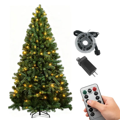 6Ft (1.8M) Full PVC Christmas Tree with 900 Tips and Warm Light Set – Ideal for Holiday Decorating