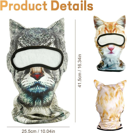 3D Cat Ski Mask with Ears Funny Animal Balaclava