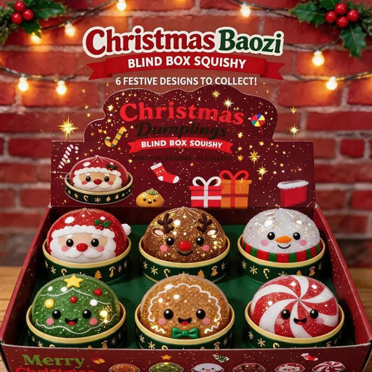 Christmas Dumpling Squishy Blind Box - Set of 6 Kawaii Stretchy Slow-Rising Toys (Santa, Snowman, Reindeer) for Kids, Ideal Holiday Gift, Scrapbooking & Stamping Accessory, Decorative Item