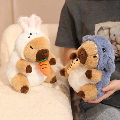 Transforming Capybara Plush Toy with Pull String Mechanism, Soft and Fluffy Stuffed Doll for Halloween and Christmas Decor, Ideal Kids Birthday Gift, Unisex Cuddly Companion