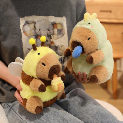 Transforming Capybara Plush Toy with Pull String Mechanism, Soft and Fluffy Stuffed Doll for Halloween and Christmas Decor, Ideal Kids Birthday Gift, Unisex Cuddly Companion