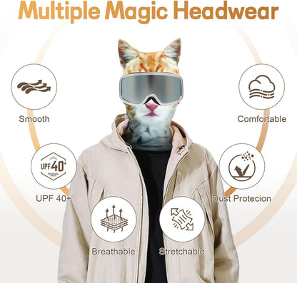 3D Cat Ski Mask with Ears Funny Animal Balaclava