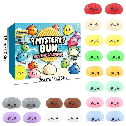 2026 Christmas Mini Squishies Advent Calendar: 24-Day Holiday Countdown Fidget Set with Cute Dumpling Squeeze Figures for Indoor Recreation, Stocking Stuffers, and Party Favors for All Ages